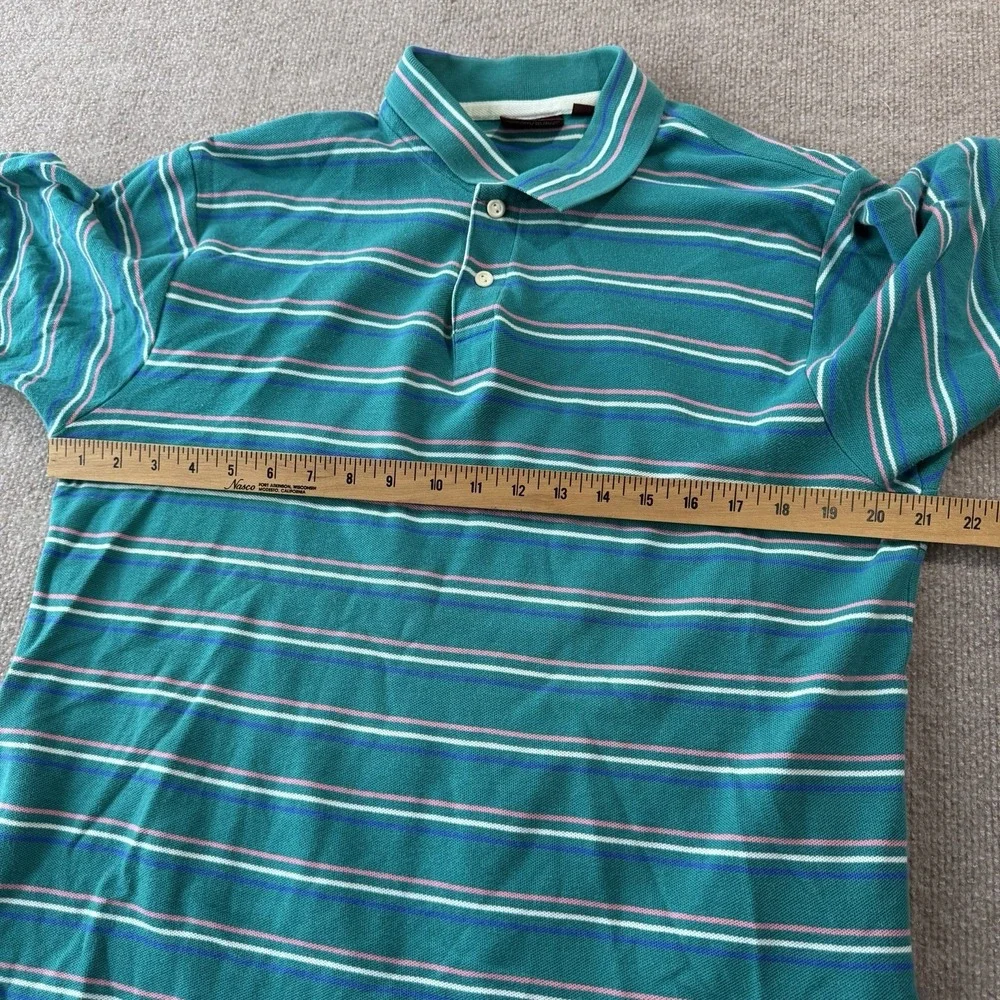 Vintage 90's Chaps Ralph Lauren Teal Stripped Men's Polo Size‎ XL